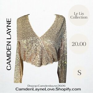 Le Lis Gold Sequin Blouse